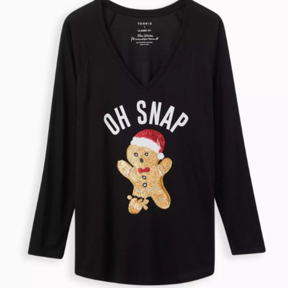 Torrid size 3 Classic Fit Raglan Tee - Feather Soft Oh Snap Black